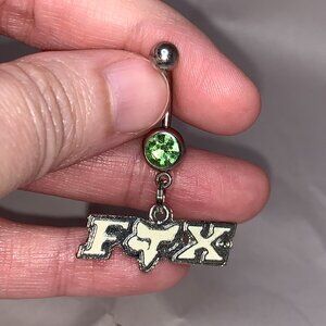 White and Green Fox Dangle Belly Ring